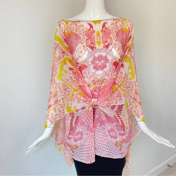 Roberto Cavalli Silk Floral Print poncho Blouse - Picture 6 of 16